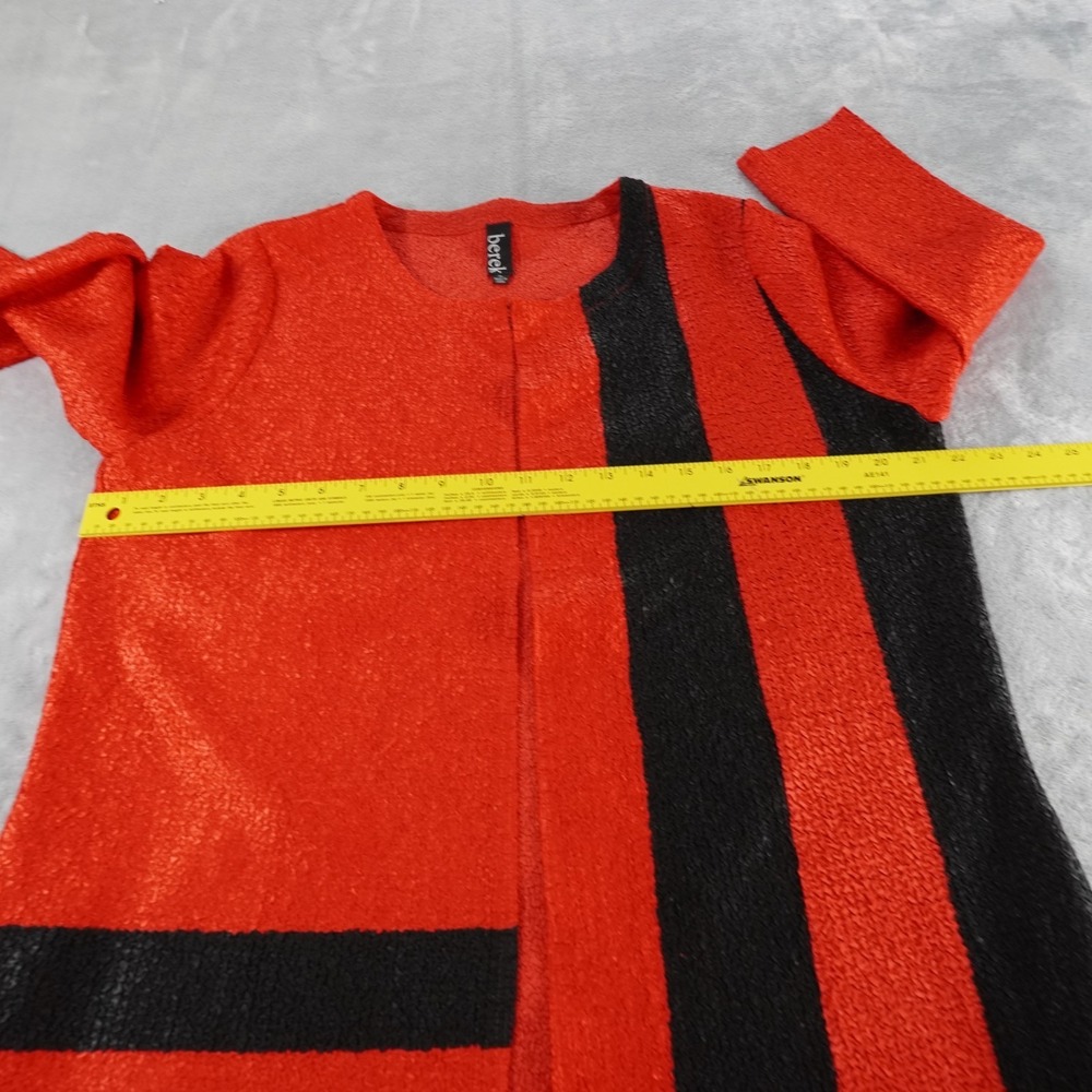 Berek Long Cardigan Jacket Womens XL Red Avant Garde Crinkle Open Artwear Travel - Picture 7 of 12